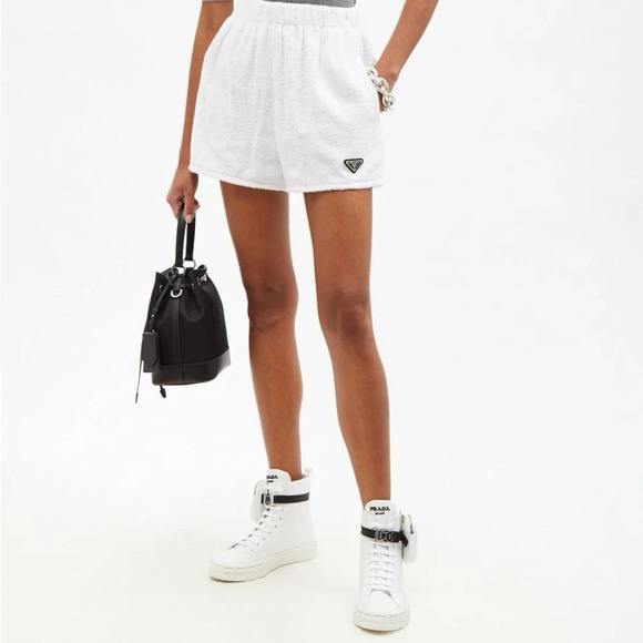 Authentic Prada Wheel Zipped-Pouch High Top Re-Nylon Trainers in White - Picture 5 of 12